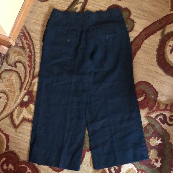 ELEVENSES Size 2 Sailor Pant Wide Leg Crop Linen Embroidery Eyelet Blue $128 NEW - Picture 5 of 11